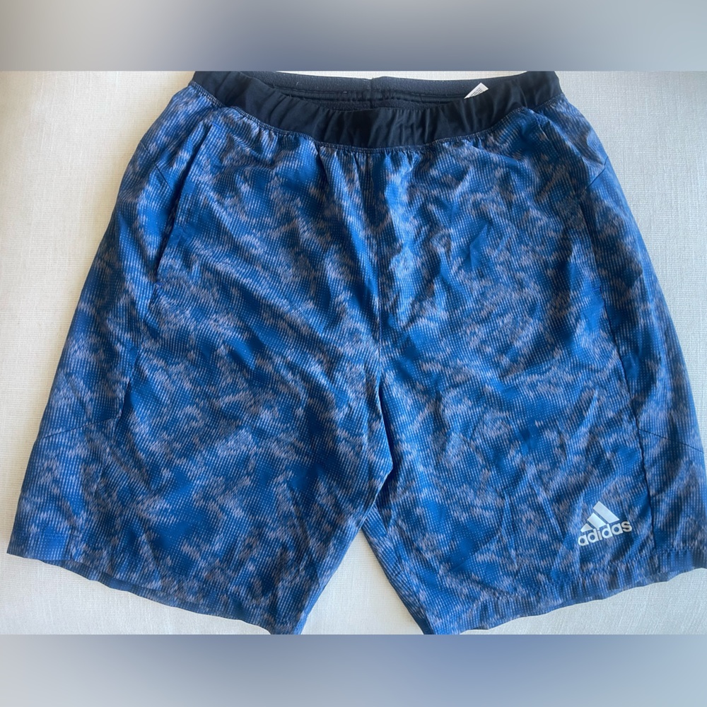 adidas Blue and Gray Print Athletic Shorts - Sz Large
